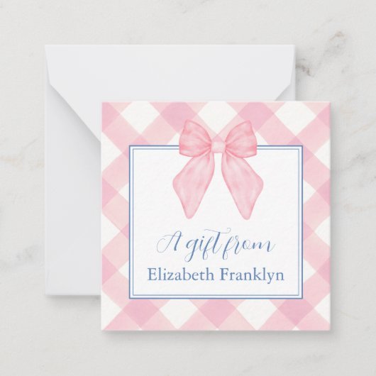 Personalisiertes Geschenk für Rosa Gingham Girls Mitteilungskarte (Vorderseite)