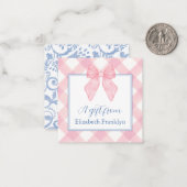 Personalisiertes Geschenk für Rosa Gingham Girls Mitteilungskarte (Vorderseite/Rückseite Beispiel)