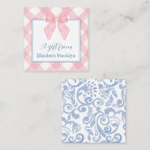 Personalisiertes Geschenk für Rosa Gingham Girls Mitteilungskarte (Vorne/Hinten)
