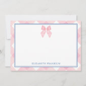 Personalisiertes Geschenk für Rosa Gingham Girls Mitteilungskarte (Vorderseite)