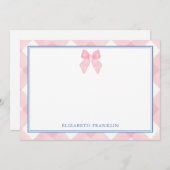 Personalisiertes Geschenk für Rosa Gingham Girls Mitteilungskarte (Vorne/Hinten)