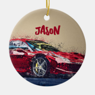 Personalisiertes Geschenk für Rote Rasse Auto Keramik Ornament