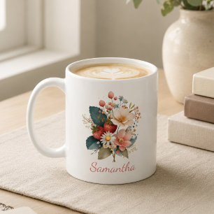 Personalisiertes Geschenk für sie Berry Floral Nam Kaffeetasse