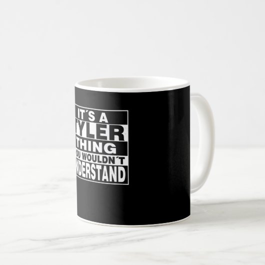 Personalisiertes Geschenk für TYLER-Nachname Kaffeetasse (VorderseiteRechts)
