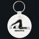 Personalisiertes Geschenk für Yoga Pilates Liebhab Schlüsselanhänger<br><div class="desc">Yogini bei Weibchen Yoga Pose HALASANA handgezeichnet Design. Personalisiert ( Name oder anderer Text hinzufügen) Geschenk für Yoga Pilates Liebhaber.</div>