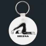 Personalisiertes Geschenk für Yoga Pilates Liebhab Schlüsselanhänger<br><div class="desc">Yogini bei Weibchen Yoga Pose HALASANA handgezeichnet Design. Personalisiert ( Name oder anderer Text hinzufügen) Geschenk für Yoga Pilates Liebhaber.</div>
