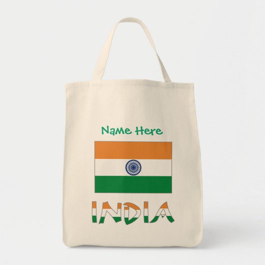 Personalisiertes Geschenk mit indischer Flagge Tragetasche (Vorne)