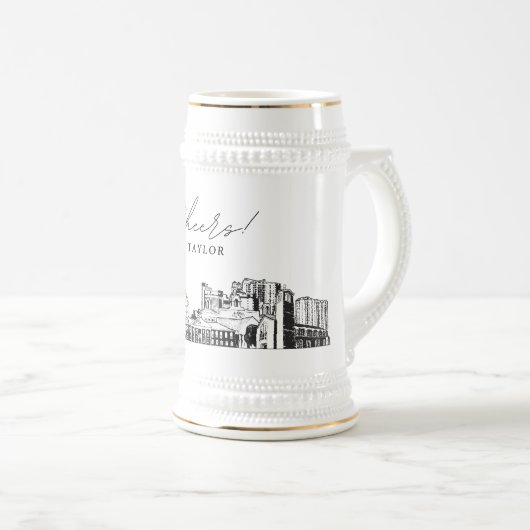 Personalisiertes Geschenk Myrtle Beach Skyline Ske Bierglas (VorderseiteRechts)