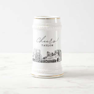 Personalisiertes Geschenk Myrtle Beach Skyline Ske Bierglas