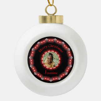 Personalisiertes Geschenk, Name und Foto glänzen D Keramik Kugel-Ornament