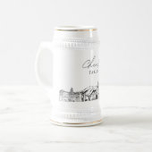 Personalisiertes Geschenk Pasadena Skyline Sketch Bierglas (Vorderseite Links)