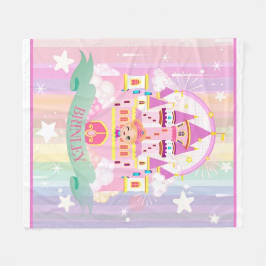Personalisiertes Geschenk! Princess Castle Fleecedecke (Vorderseite (Horizontal))