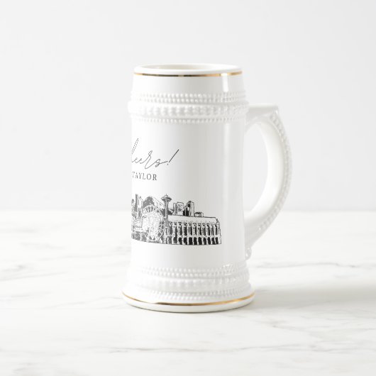 Personalisiertes Geschenk Seattle Skyline Beer Ste Bierglas (VorderseiteRechts)
