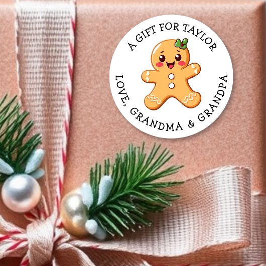 Personalisiertes Geschenk-Tag Weihnachten | Süßes Runder Aufkleber