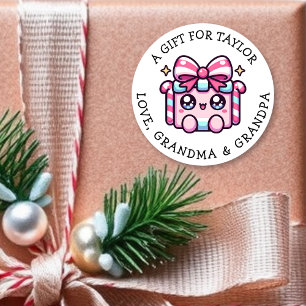 Personalisiertes Geschenk-Tag Weihnachten Süßes Runder Aufkleber
