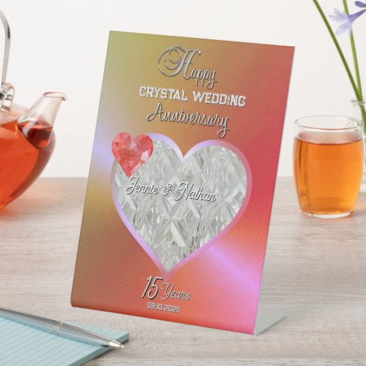 Personalisiertes Geschenk zum 15. Hochzeitstag Sockelschild (In Situ)