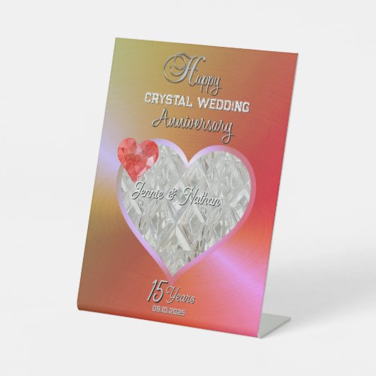 Personalisiertes Geschenk zum 15. Hochzeitstag Sockelschild (Vorderseite)