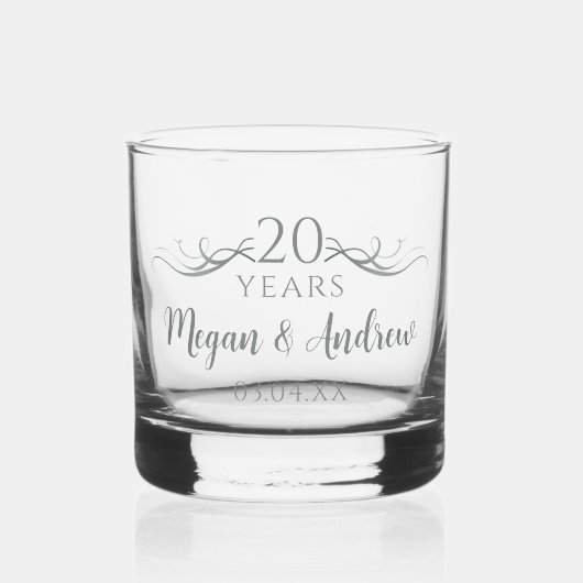 Personalisiertes Geschenk zum 20. Hochzeitstag Whiskyglas (Vorderseite)