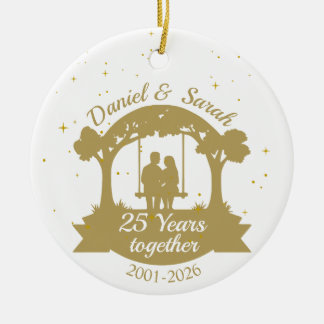 Personalisiertes Geschenk zum 25. Hochzeitstag Keramik Ornament