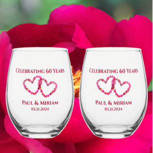 Personalisiertes Geschenk zum 60. Jubiläum Weinglas Ohne Stiel