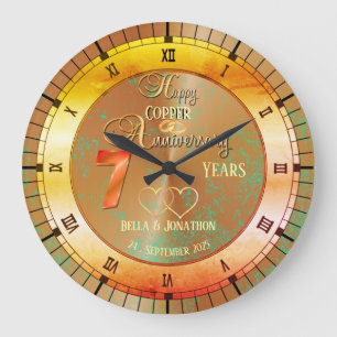 Personalisiertes Geschenk zum 7. Jahrestag der Hoc Große Wanduhr