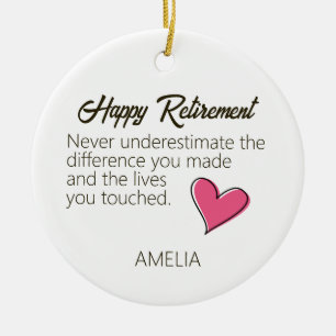 Personalisiertes Geschenk zum Ruhestand mit Namen Keramik Ornament