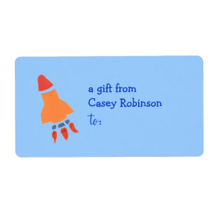Personalisiertes Geschenkanhänger-Label -- Raketen