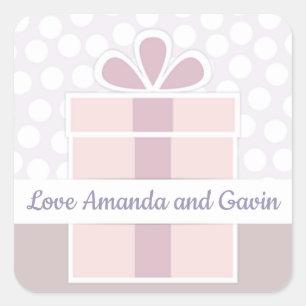 Personalisiertes Geschenketikett Pastell Lilac Box Quadratischer Aufkleber