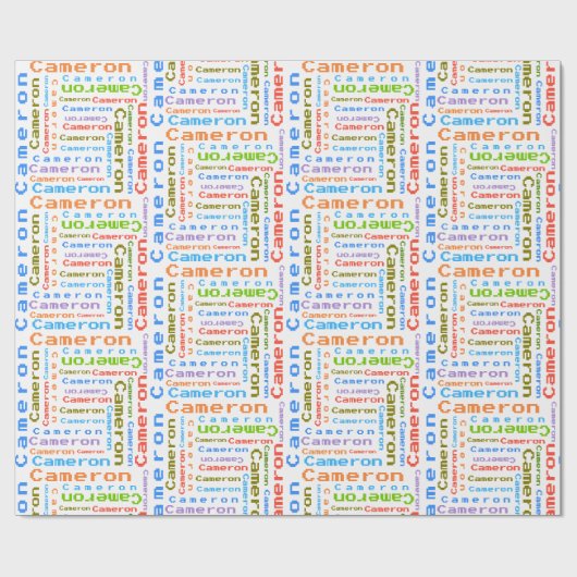 Personalisiertes Geschenkpapier mit farbigen Namen (Flach)