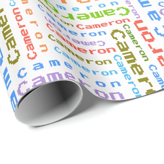 Personalisiertes Geschenkpapier mit farbigen Namen (Rolleneckpunkt)