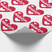 Personalisiertes Geschenkpapier mit rotem Herzen (Ecke)