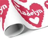 Personalisiertes Geschenkpapier mit rotem Herzen (Rolleneckpunkt)