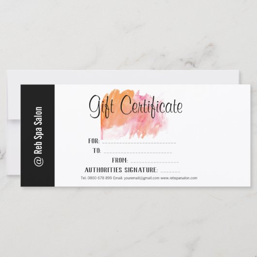 Personalisiertes Geschenkzertifikat für einen eleg (Vorderseite)