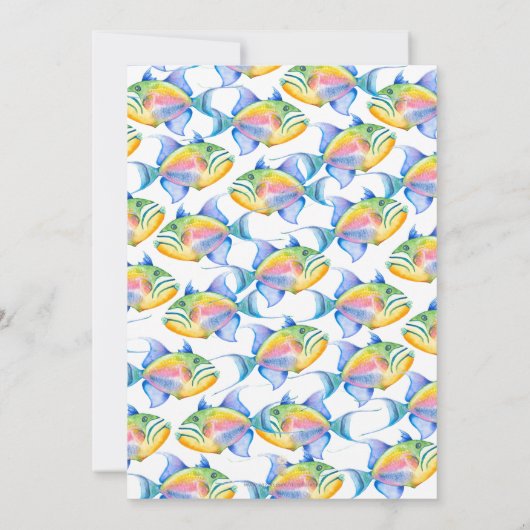 Personalisiertes Geschirr aus tropischen Fischen Mitteilungskarte (Rückseite)
