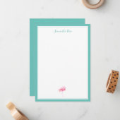 Personalisiertes Geschirr von Watercolor Flamingo Mitteilungskarte (Vorderseite/Rückseite Beispiel)
