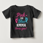 Personalisiertes Geschlecht zeigt rosa oder blaues Baby T-shirt (Vorderseite)
