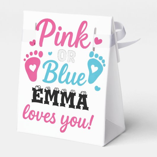 Personalisiertes Geschlecht zeigt rosa oder blaues Geschenkschachtel (Rückseite)