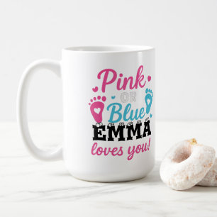 Personalisiertes Geschlecht zeigt rosa oder blaues Kaffeetasse