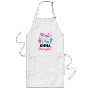 Personalisiertes Geschlecht zeigt rosa oder blaues Lange Schürze