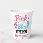 Personalisiertes Geschlecht zeigt rosa oder blaues Pappbecher (Rückseite)