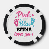 Personalisiertes Geschlecht zeigt rosa oder blaues Pokerchips (Rückseite)