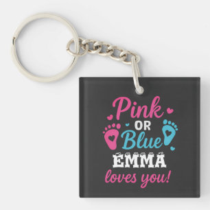 Personalisiertes Geschlecht zeigt rosa oder blaues Schlüsselanhänger