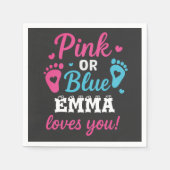 Personalisiertes Geschlecht zeigt rosa oder blaues Serviette (Vorderseite)