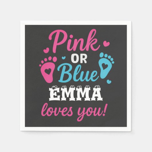 Personalisiertes Geschlecht zeigt rosa oder blaues Serviette (Vorderseite)