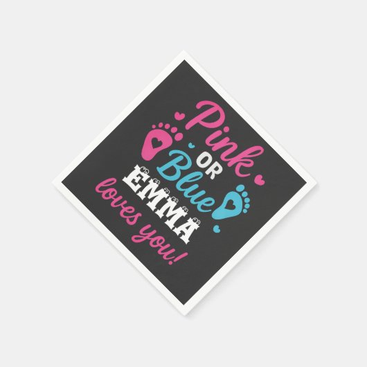 Personalisiertes Geschlecht zeigt rosa oder blaues Serviette (Ecke)