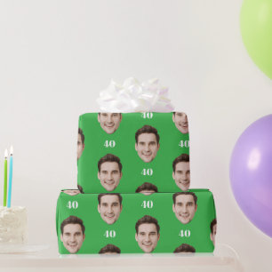 Personalisiertes Gesicht 10. 20. 30. 40. Geburtsta Geschenkpapier