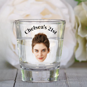 Personalisiertes Gesicht 10. 21. 30. 40. 50. Gebur Schnapsglas