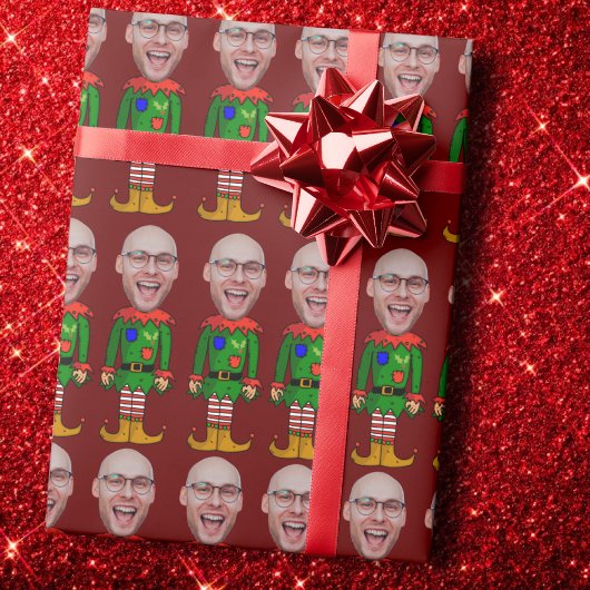 Personalisiertes Gesicht Foto Elf Custom Face Weih Geschenkpapier