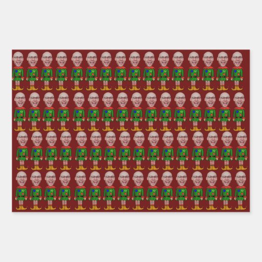Personalisiertes Gesicht Foto Elf Custom Face Weih Geschenkpapier Set (Vorderseite)