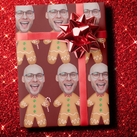 Personalisiertes Gesicht Foto Lebkuchen Weihnachte Geschenkpapier